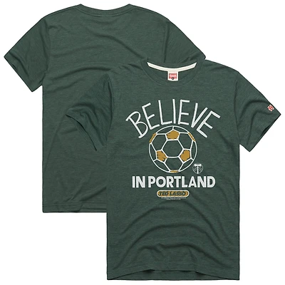 Unisex Homage  Green Portland Timbers MLS x Ted Lasso Believe Graphic Tri-Blend T-Shirt