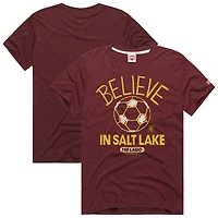 Unisex Homage  Red Real Salt Lake MLS x Ted Lasso Believe Graphic Tri-Blend T-Shirt