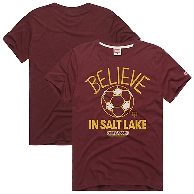 Unisex Homage  Red Real Salt Lake MLS x Ted Lasso Believe Graphic Tri-Blend T-Shirt