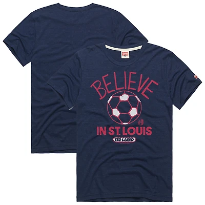 Unisex Homage  Navy St. Louis CITY SC MLS x Ted Lasso Believe Graphic Tri-Blend T-Shirt