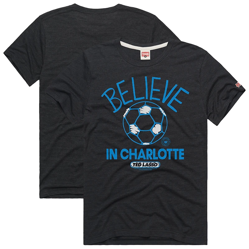 Unisex Homage  Charcoal Charlotte FC MLS x Ted Lasso Believe Graphic Tri-Blend T-Shirt