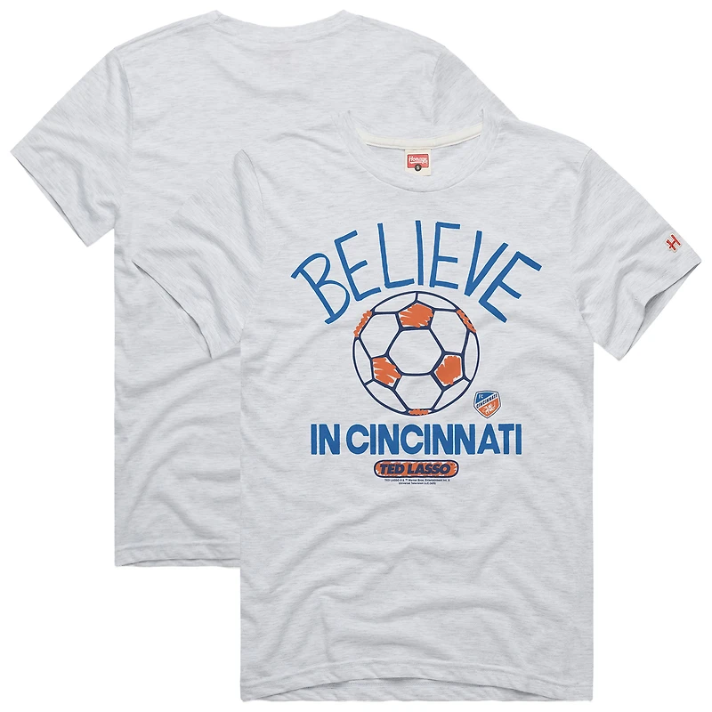 Unisex Homage Ash FC Cincinnati MLS x Ted Lasso Believe Graphic Tri-Blend T-Shirt