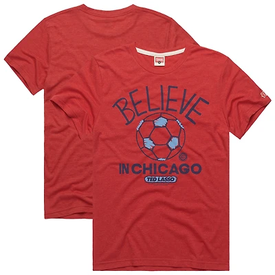 Unisex Homage  Red Chicago Fire MLS x Ted Lasso Believe Graphic Tri-Blend T-Shirt