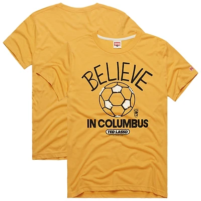 Unisex Homage  Gold Columbus Crew MLS x Ted Lasso Believe Graphic Tri-Blend T-Shirt