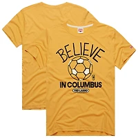 Unisex Homage  Gold Columbus Crew MLS x Ted Lasso Believe Graphic Tri-Blend T-Shirt