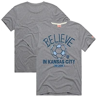 Unisex Homage  Gray Sporting Kansas City MLS x Ted Lasso Believe Graphic Tri-Blend T-Shirt