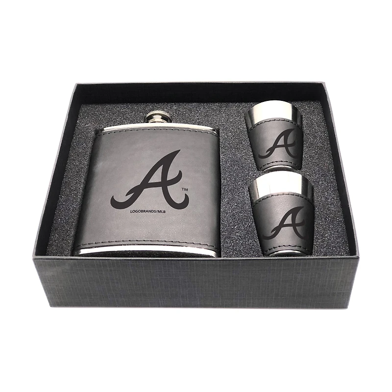 Atlanta Braves Three-Piece Leather Flask & Shot Glass Set