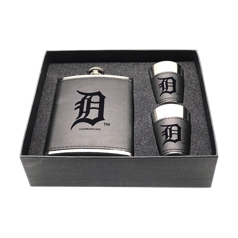 Detroit Tigers Three-Piece Leather Flask & Shot Glass Set