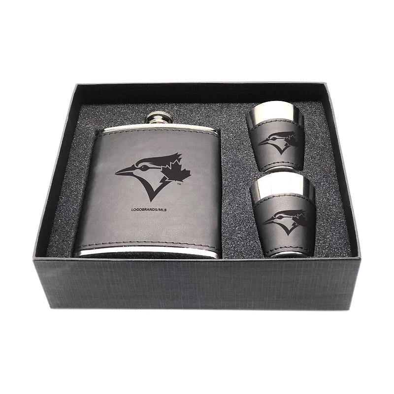 Toronto Blue Jays Three-Piece Leather Flask & Shot Glass Set