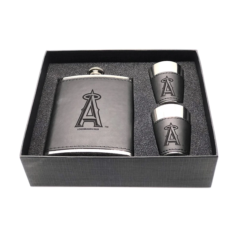 Los Angeles Angels Three-Piece Leather Flask & Shot Glass Set