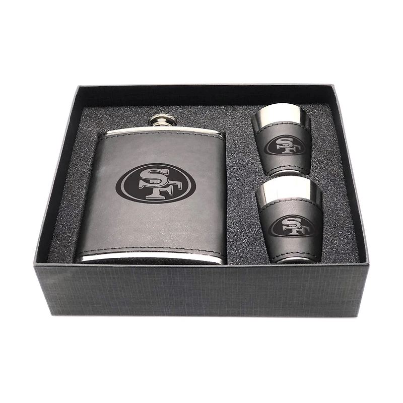 San Francisco 49ers Three-Piece Leather Flask & Shot Glass Set