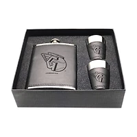 Cleveland Guardians Three-Piece Leather Flask & Shot Glass Set