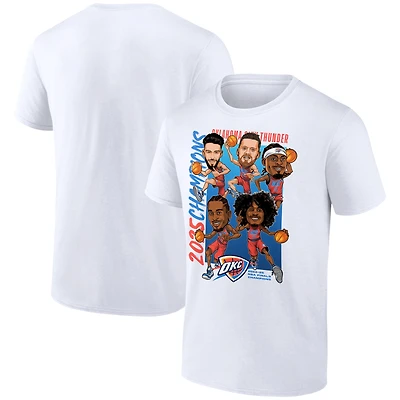 Men's Fanatics  White Oklahoma City Thunder 2025 NBA Finals Champions Caricature Full Court T-Shirt