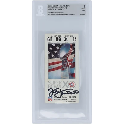 Jack Lambert Pittsburgh Steelers January 18, 1976 Super Bowl X Beckett Fanatics Witnessed Authenticated 6/10 Ticket
