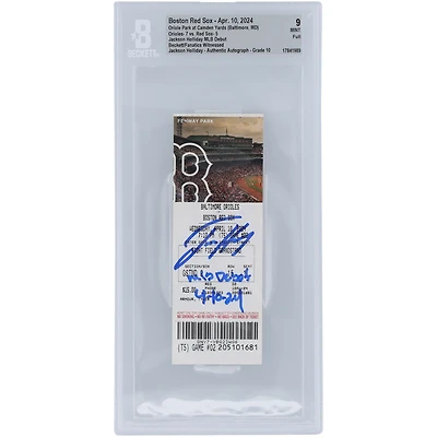 Jackson Holliday Baltimore Orioles MLB Debut Beckett Fanatics Witnessed Authenticated 9/10 Ticket from April 10, 2024 with "MLB Debut 4-10-24" Inscription