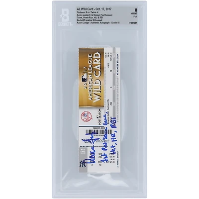 Aaron Judge New York Yankees First Career Post Season: Game, Home Run, Hit & RBI Beckett Fanatics Witnessed Authenticated /10 Ticket from October 17, 2017 with "1st Post Season Game, Hit, HR