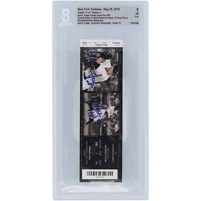 Aaron Judge New York Yankees Fastest Player in MLB History to Reach 70 Home Runs Judge Image on Ticket Beckett Fanatics Witnessed Authenticated 7/10 Ticket from May 26, 2018 with "Fastest to 70 HR" Inscription