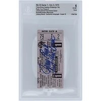 Johnny Bench Cincinnati Reds NLCS Game 1 Beckett Fanatics Witnessed Authenticated 6/10 Ticket from October 3, 1970 with "First Post Season" Inscription