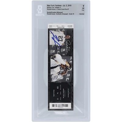 Ronald Acuña Jr. Atlanta Braves Career Home Run #7 Beckett Fanatics Witnessed Authenticated /10 Ticket from July 2