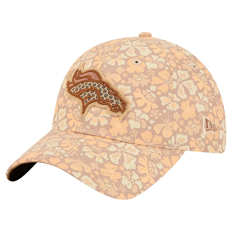 Women's New Era  Tan Denver Broncos Floral 9TWENTY Adjustable Hat
