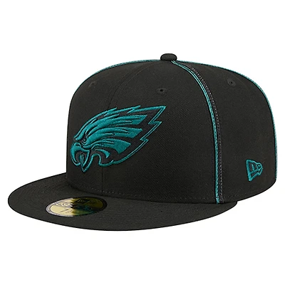 Men's New Era Black Philadelphia Eagles Soutache 59FIFTY Fitted Hat