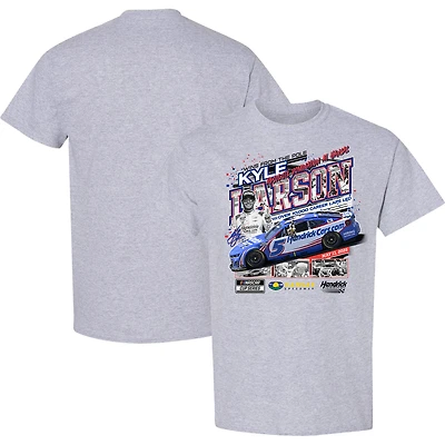 Men's Checkered Flag Sports Heather Gray Kyle Larson 2025 AdventHealth 400 Race Winner T-Shirt