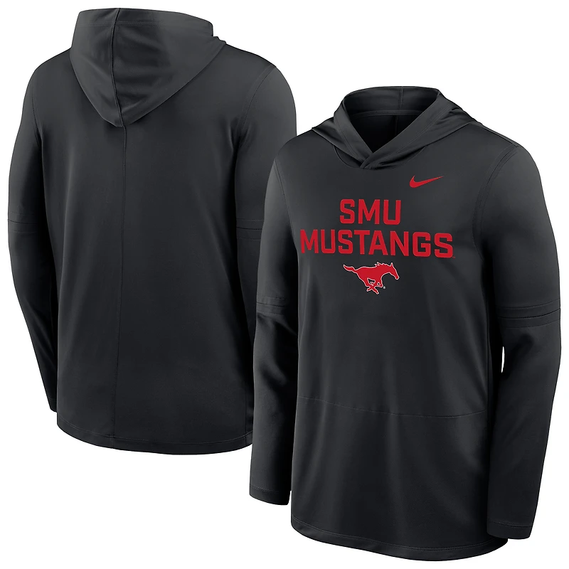 Men's Nike  Black SMU Mustangs Sideline Dri-FIT Lightweight Hooded Top