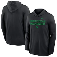 Men's Nike  Black North Texas Mean Green Sideline Dri-FIT Lightweight Hooded Top