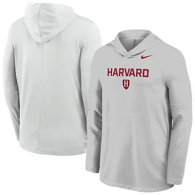 Men's Nike  Gray Harvard Crimson Sideline Dri-FIT Lightweight Hooded Top
