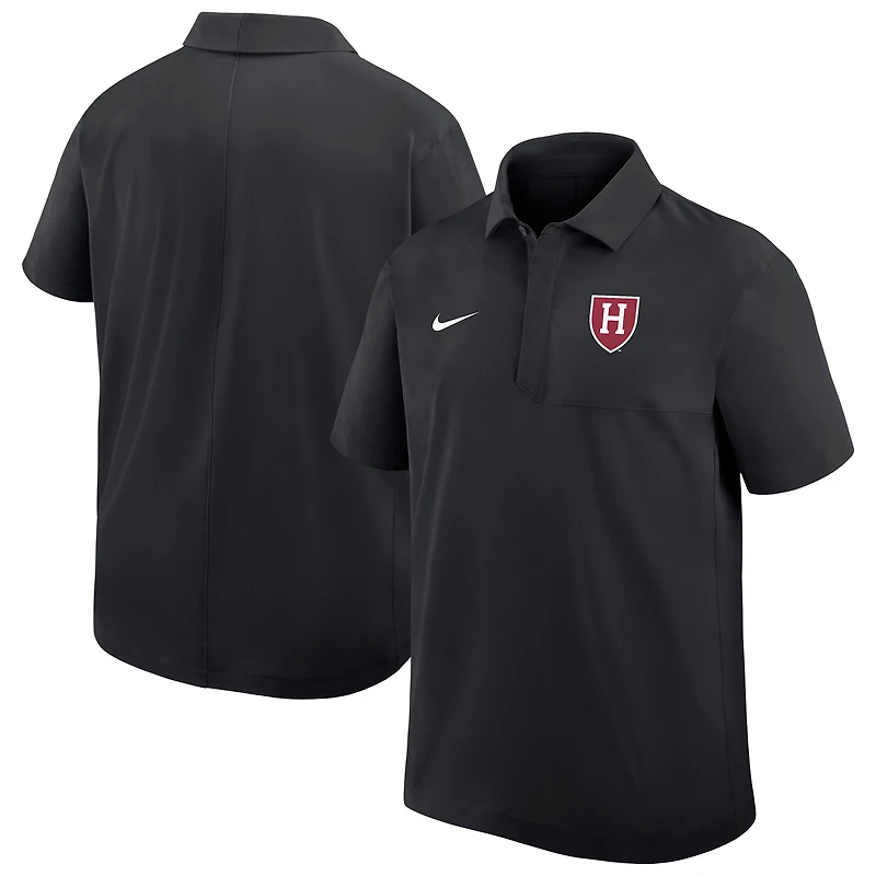 Men's Nike Black Harvard Crimson 2025 Sideline Dri-FIT Polo