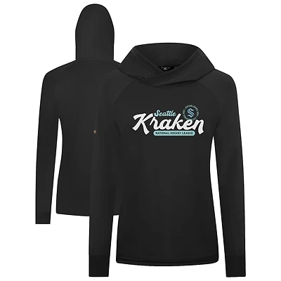 Women's Levelwear  Black Seattle Kraken Slender Monument Raglan Pullover Hoodie