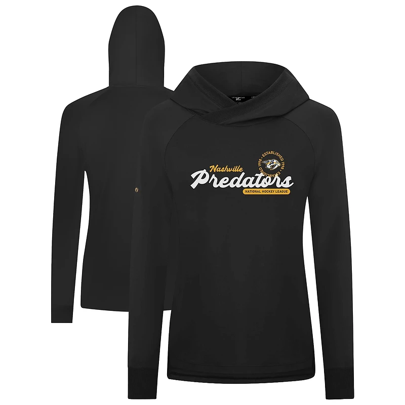 Women's Levelwear Black Nashville Predators Slender Monument Raglan Pullover Hoodie
