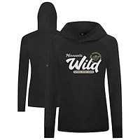 Women's Levelwear  Black Minnesota Wild Slender Monument Raglan Pullover Hoodie
