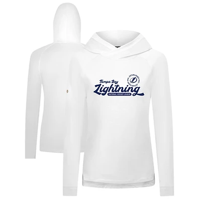 Women's Levelwear  White Tampa Bay Lightning Slender Monument Raglan Pullover Hoodie