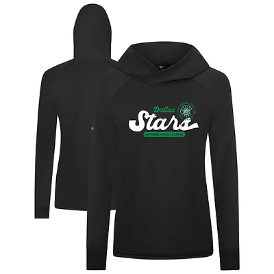 Women's Levelwear  Black Dallas Stars Slender Monument Raglan Pullover Hoodie