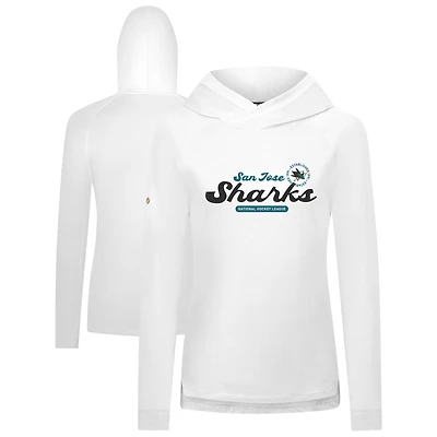 Women's Levelwear  White San Jose Sharks Slender Monument Raglan Pullover Hoodie