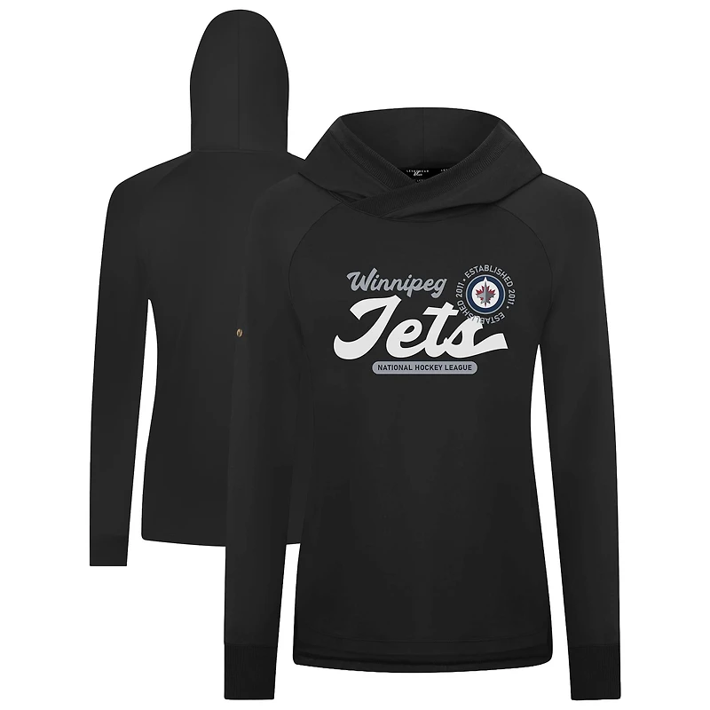 Women's Levelwear  Black Winnipeg Jets Slender Monument Raglan Pullover Hoodie