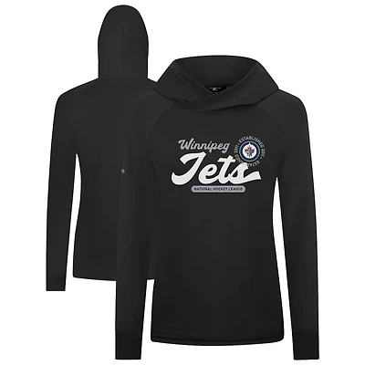 Women's Levelwear  Black Winnipeg Jets Slender Monument Raglan Pullover Hoodie