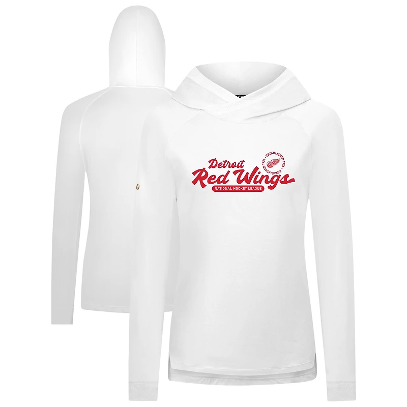 Women's Levelwear White Detroit Red Wings Slender Monument Raglan Pullover Hoodie