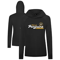 Women's Levelwear  Black Pittsburgh Penguins Slender Monument Raglan Pullover Hoodie