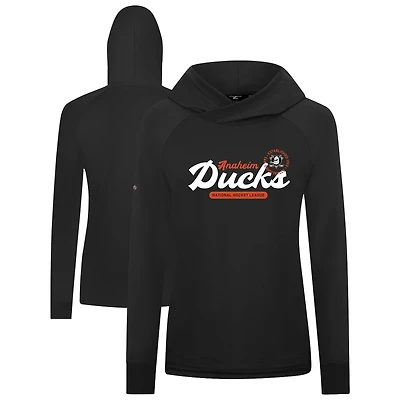 Women's Levelwear  Black Anaheim Ducks Slender Monument Raglan Pullover Hoodie