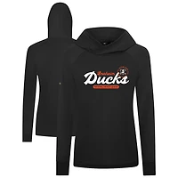 Women's Levelwear  Black Anaheim Ducks Slender Monument Raglan Pullover Hoodie