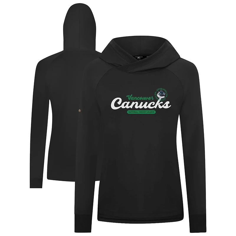 Women's Levelwear  Black Vancouver Canucks Slender Monument Raglan Pullover Hoodie