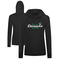 Women's Levelwear  Black Vancouver Canucks Slender Monument Raglan Pullover Hoodie