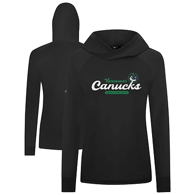 Women's Levelwear  Black Vancouver Canucks Slender Monument Raglan Pullover Hoodie