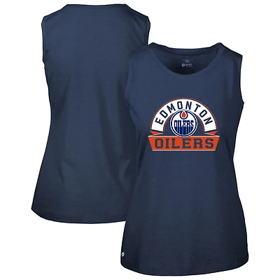 Women's Levelwear  Navy Edmonton Oilers Macy Banner Arch Tank Top