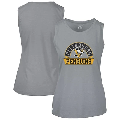 Women's Levelwear  Gray Pittsburgh Penguins Macy Banner Arch Tank Top