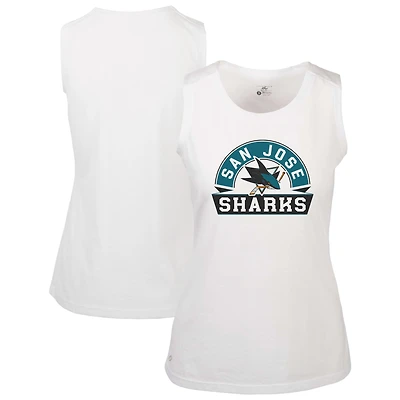 Women's Levelwear  White San Jose Sharks Macy Banner Arch Tank Top