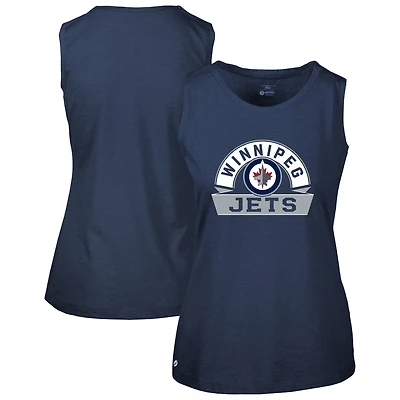 Women's Levelwear  Navy Winnipeg Jets Macy Banner Arch Tank Top