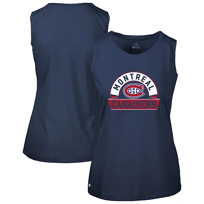 Women's Levelwear  Navy Montreal Canadiens Macy Banner Arch Tank Top